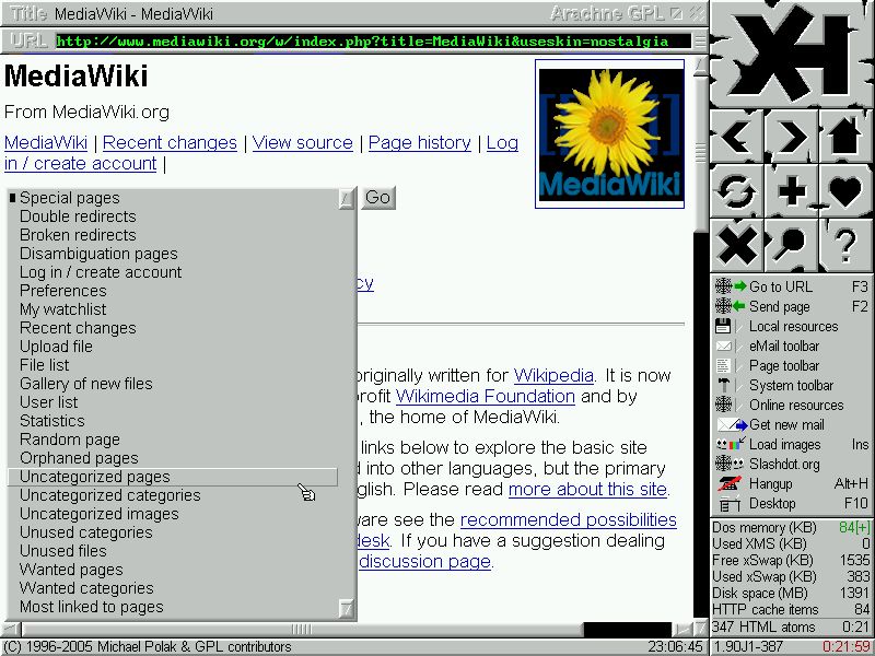 Linux and DOS retro paradise - Arachne desktop and full-featured graphical internet suite